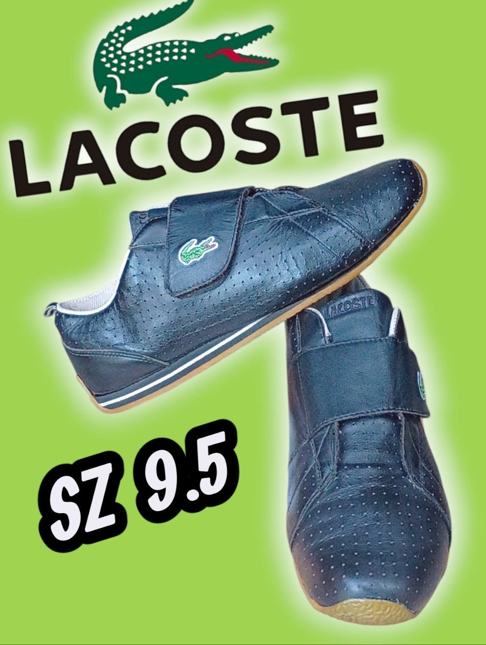 Lacoste Misano Strap Black Leather Sneakers Sz. 9.5